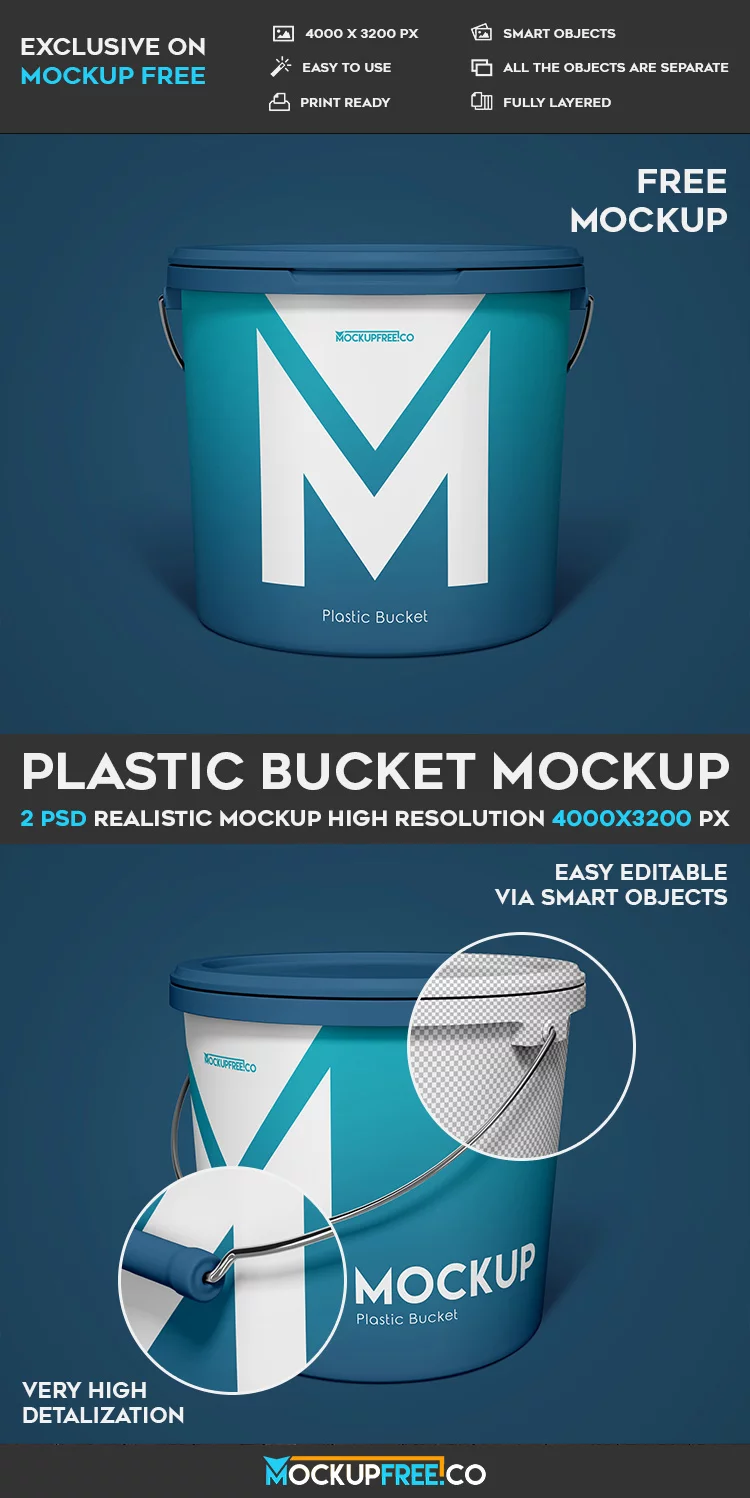 Plastic Bucket – 2 Free PSD Mockups