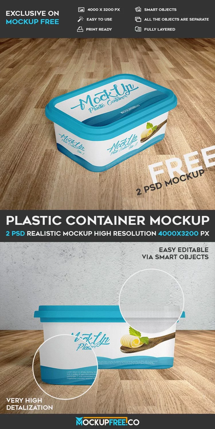 Plastic Container – 2 Free PSD Mockups