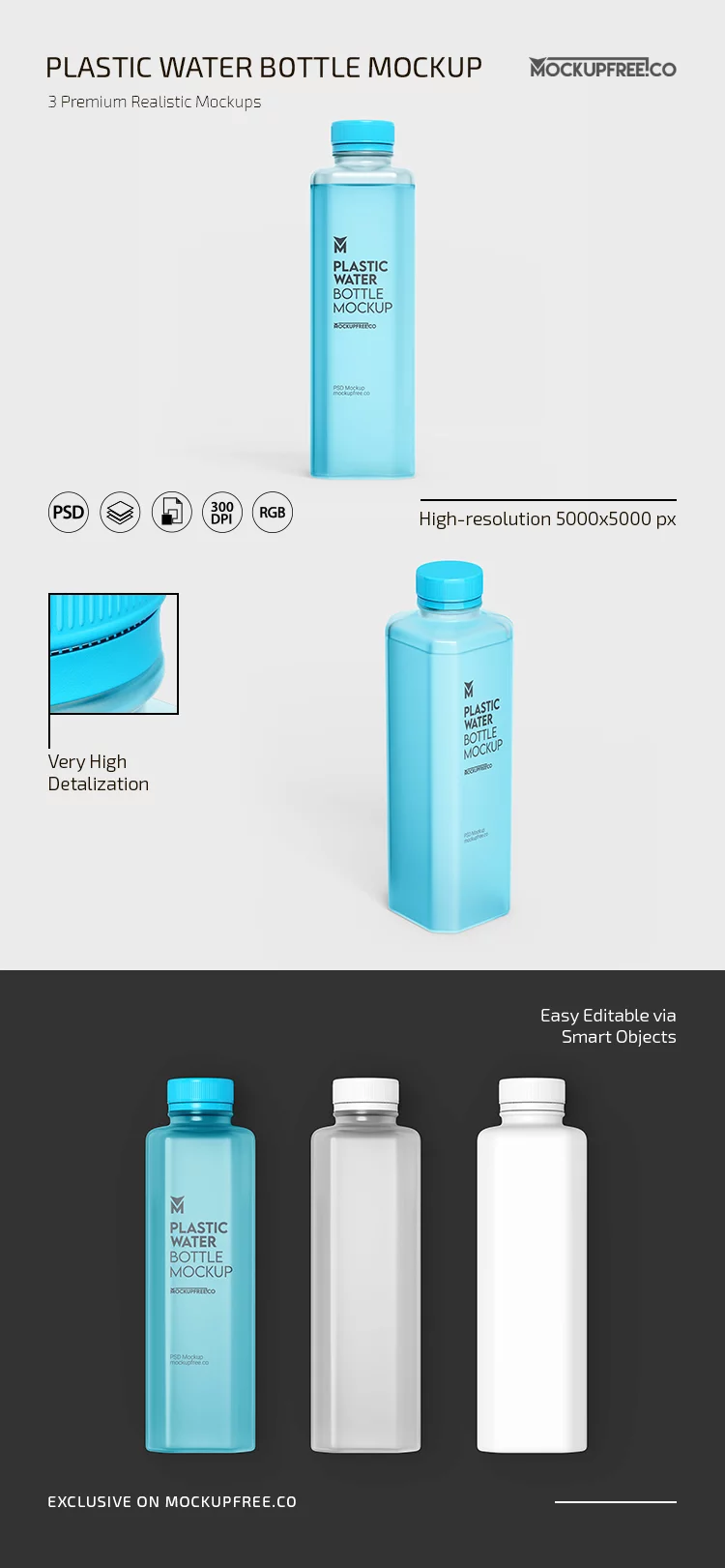Plastic Water Bottle PSD Mockup