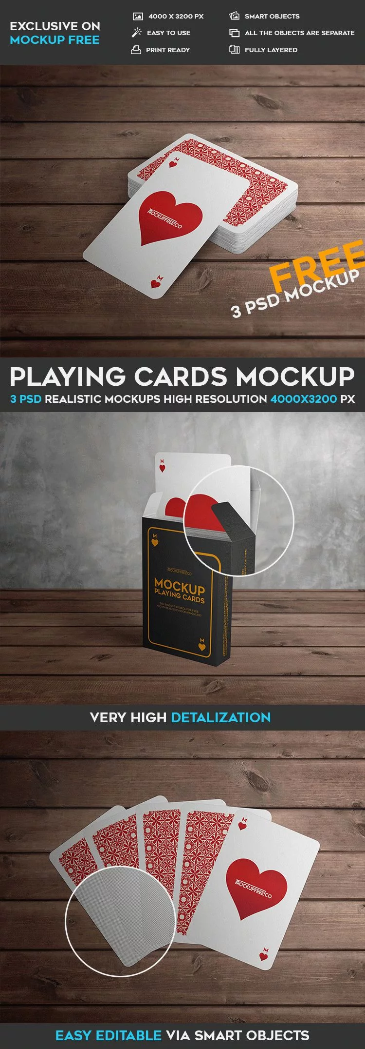 Playing Cards – 3 Free PSD Mockups