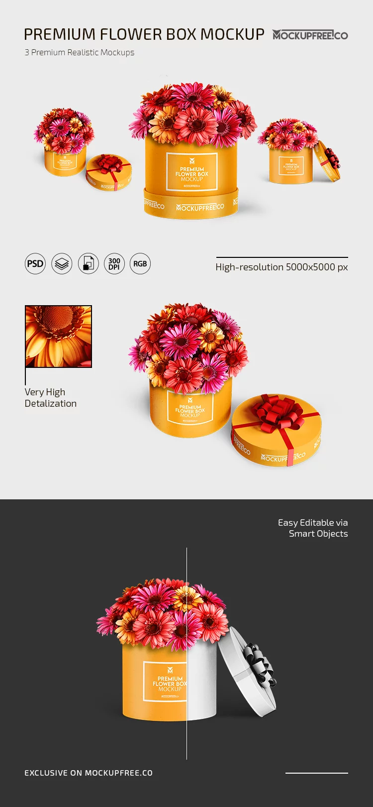 Premium Flower Box Mockup PSD
