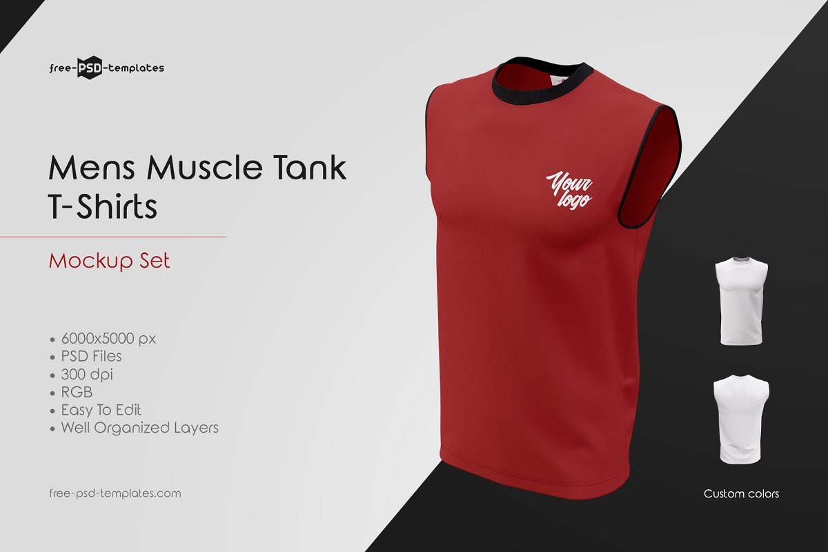 Download Mens Muscle Tank T-Shirts MockUp Set | Download