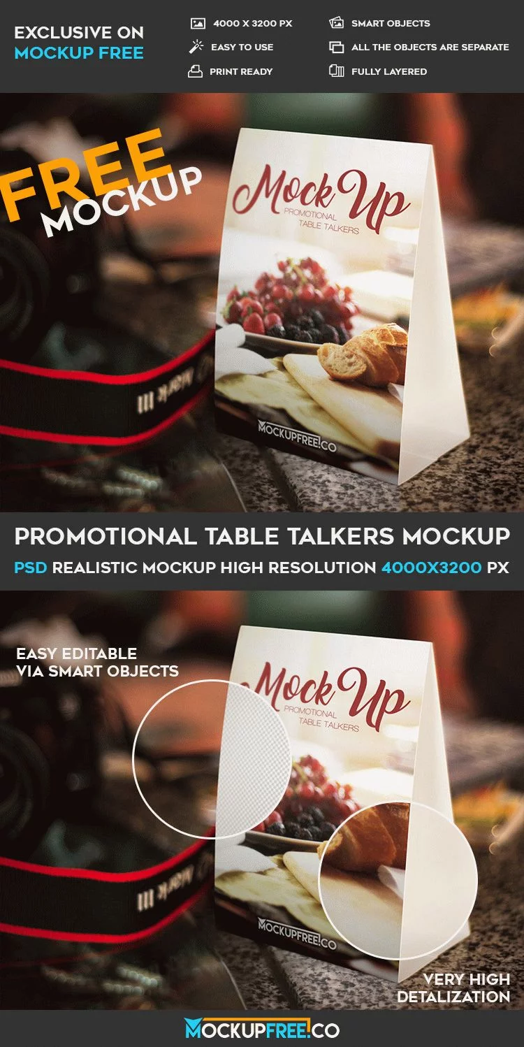 Promotional Table Talkers – Free PSD Mockup