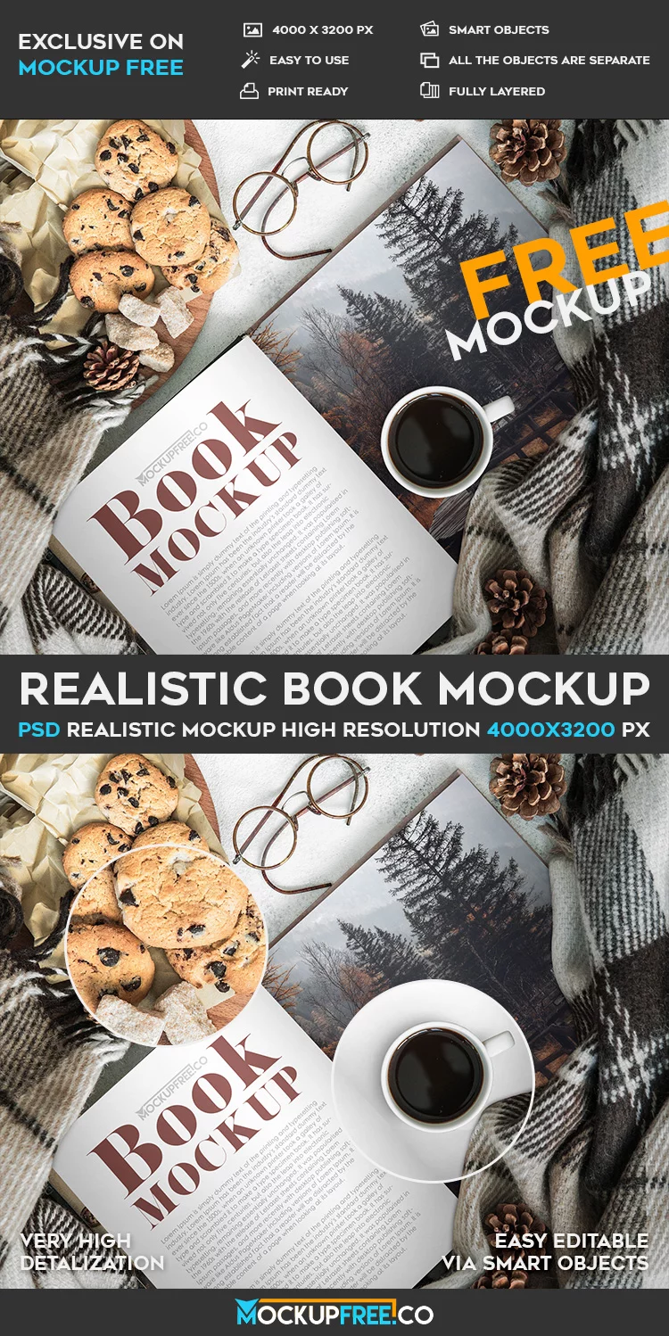Realistic Book – Free PSD Mockup
