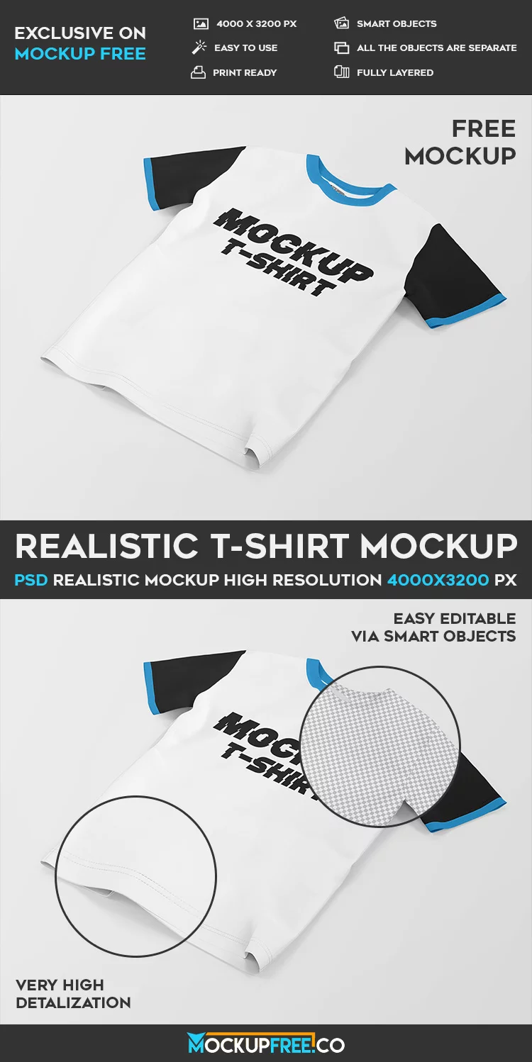 Realistic T-Shirt – Free PSD Mockup