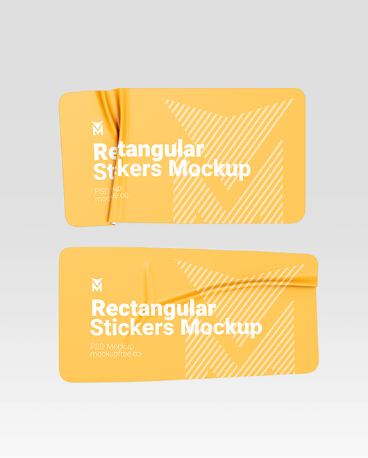 Rectangular Stickers Mockup Template Set In Psd