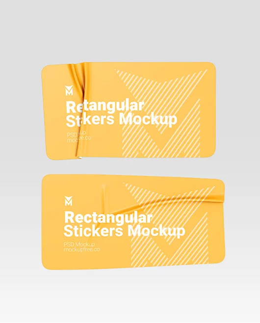 Rectangular Stickers Mockup PSD Template