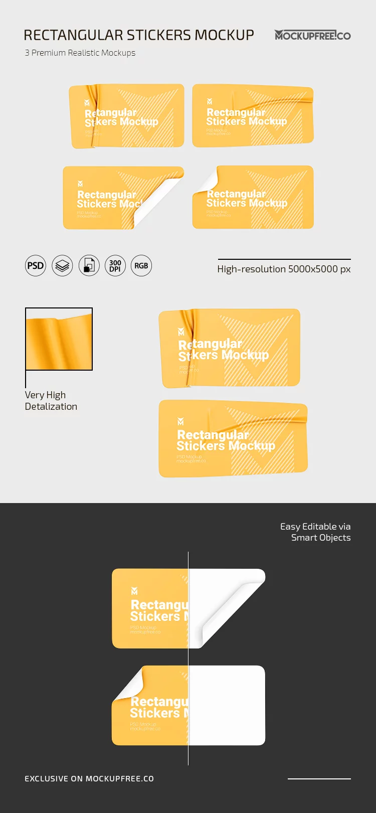 Rectangular Stickers Mockup PSD Template