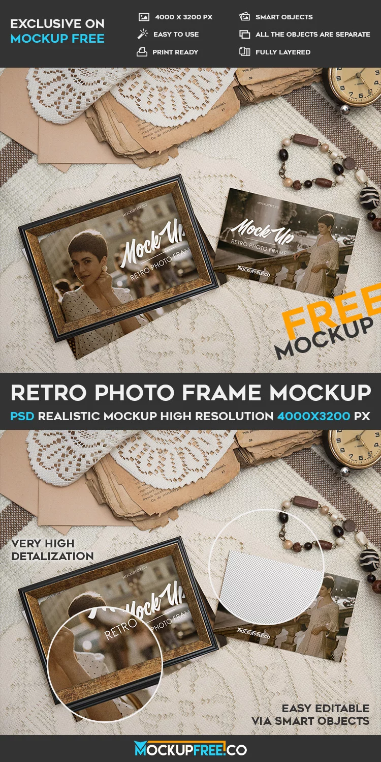 Retro Photo Frame – Free PSD Mockup