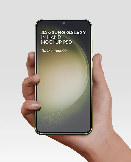 Samsung Galaxy in Hand PSD Mockup Set for Photoshop