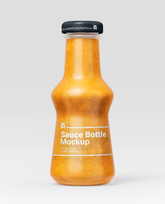 Realistic Glass Ketchup Bottle Mockup for Graphic Designers