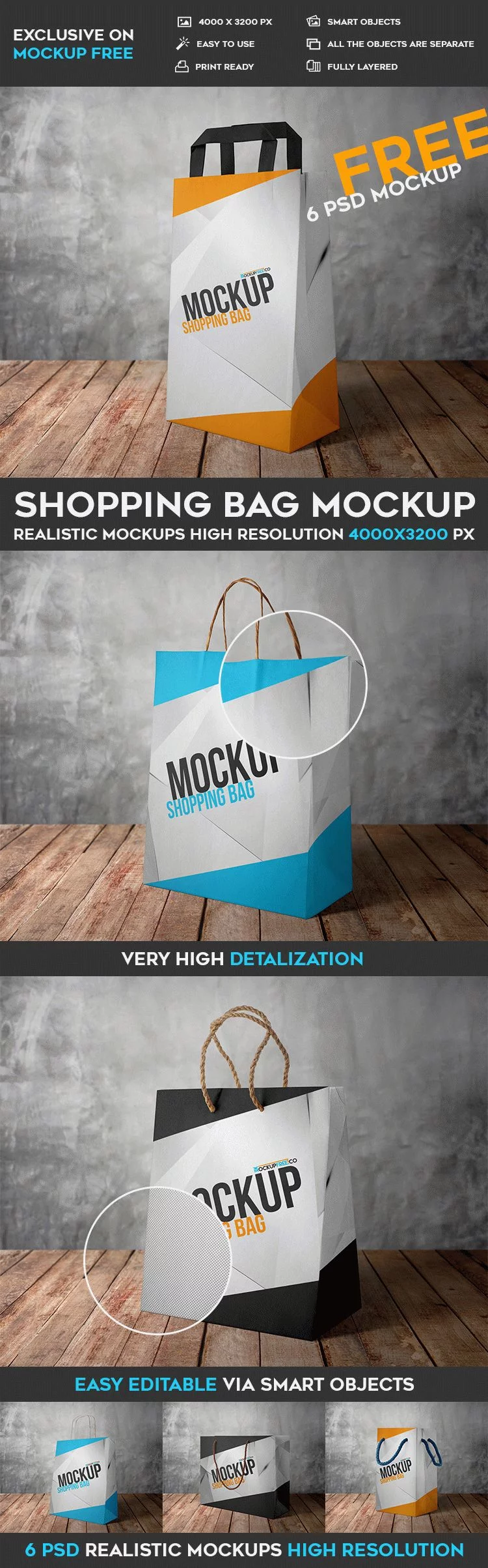 Shopping Bag – 6 Free PSD Mockups