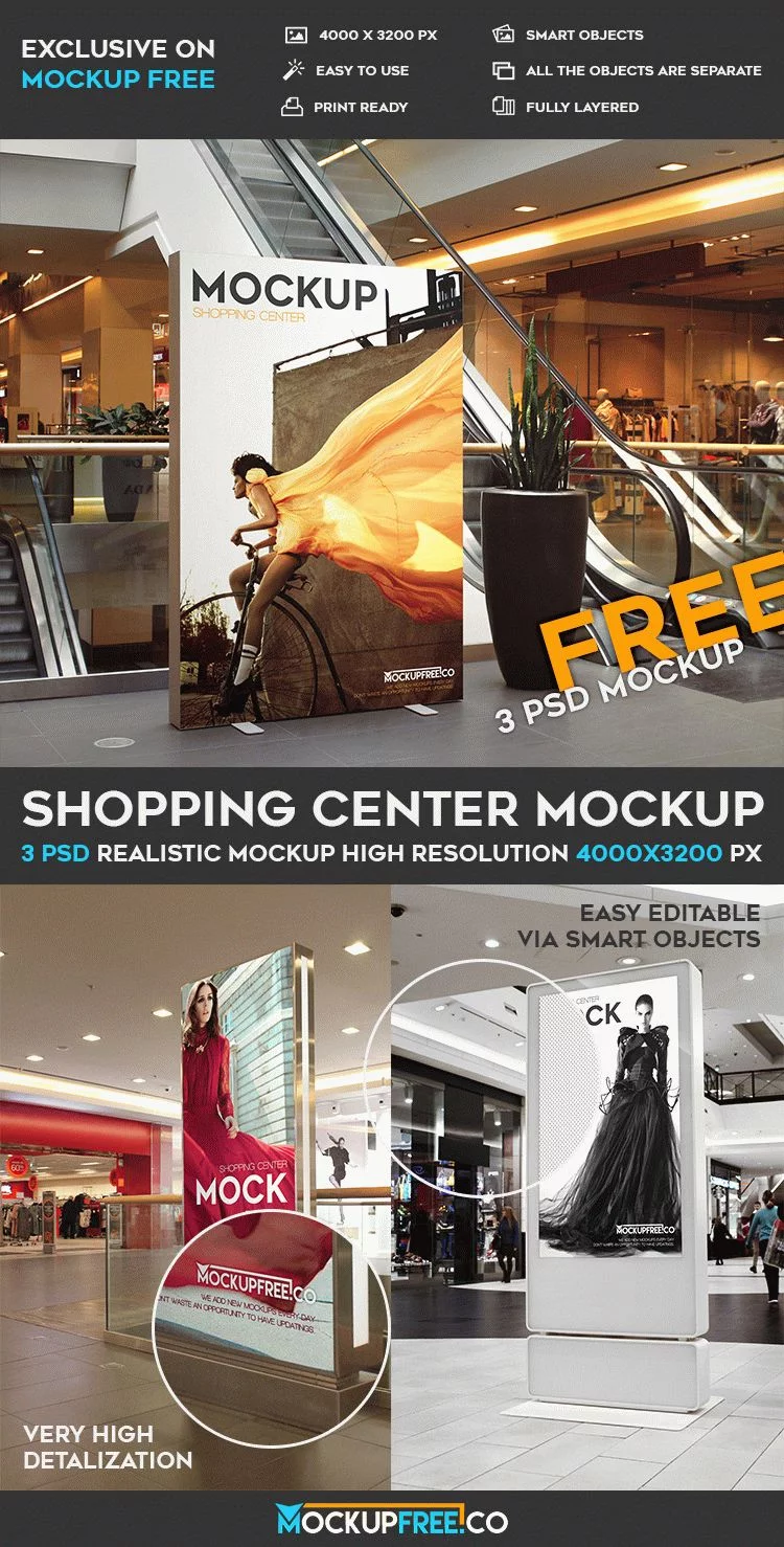 Shopping Center – 3 Free PSD Mockups