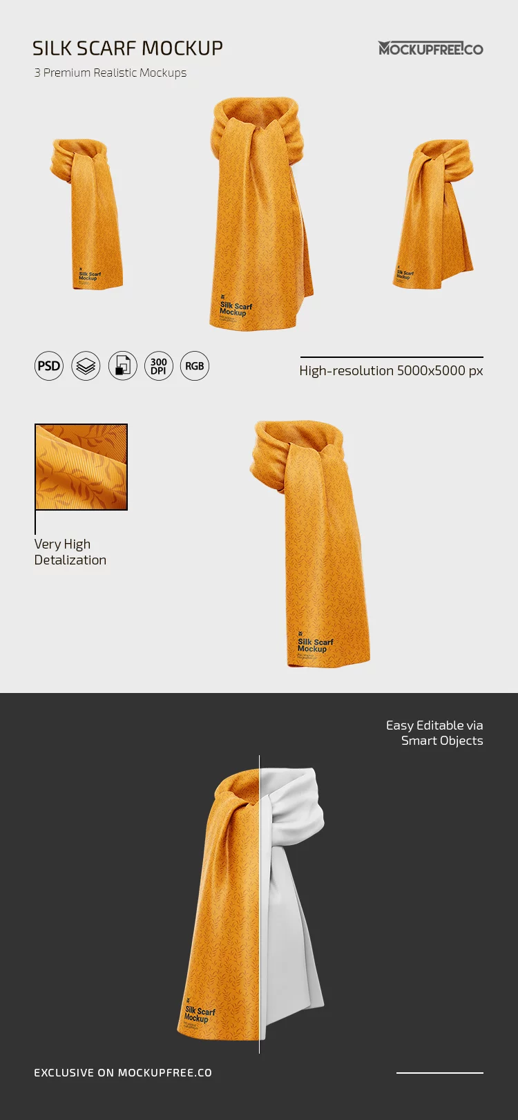 Silk Scarf PSD Mockup