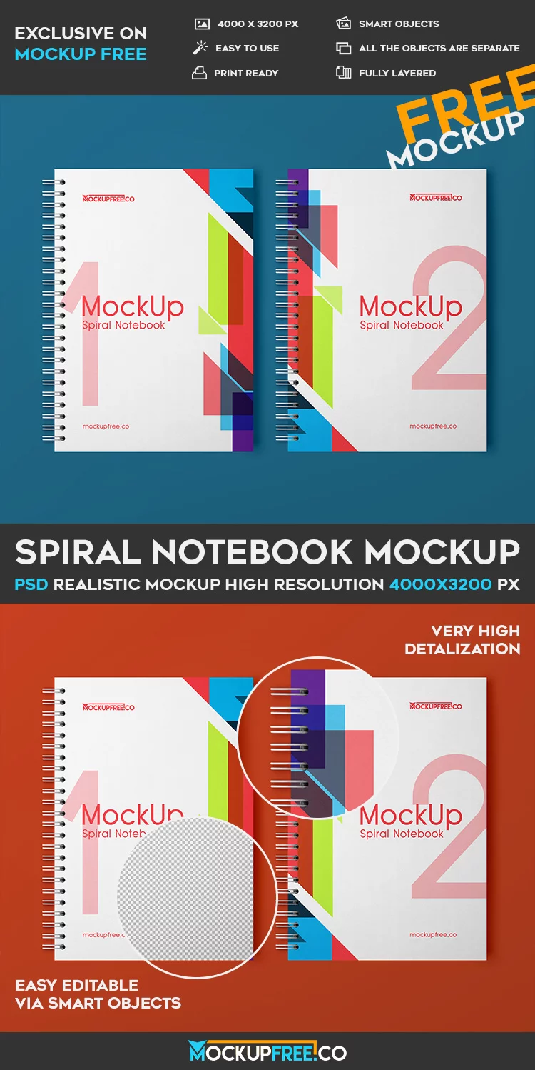 Spiral Notebook – Free PSD Mockup