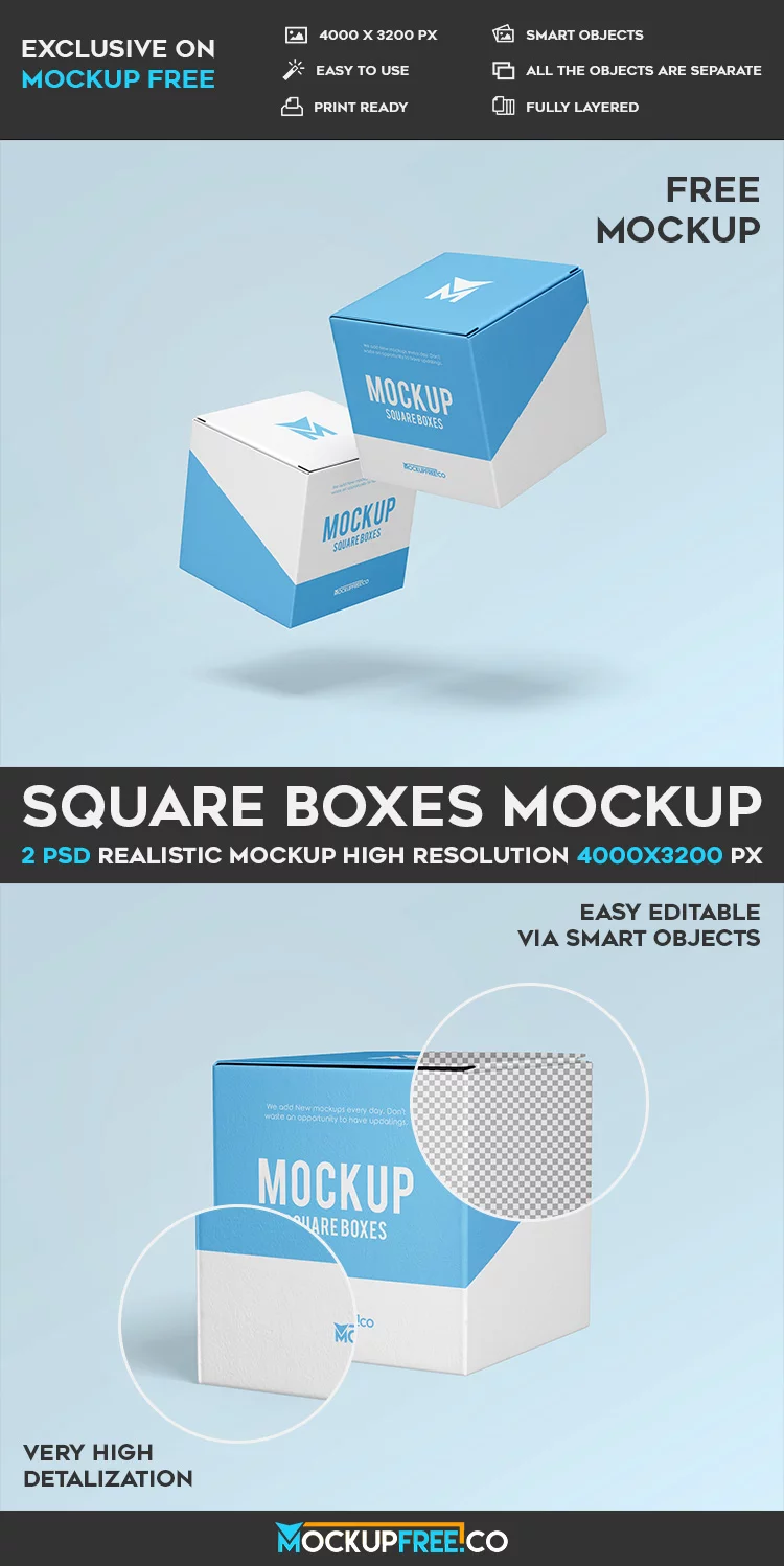 Square Boxes – 2 Free PSD Mockups