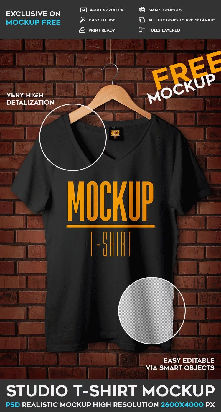 Studio T-shirt – Free PSD Mockup