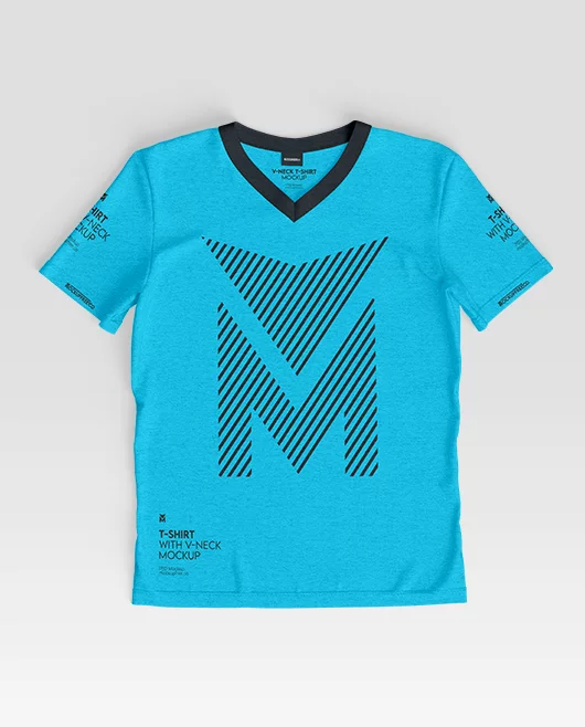 T-Shirts with V-Neck PSD Mockup Set
