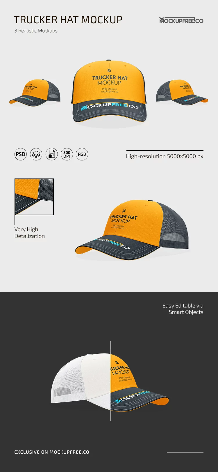 Trucker Hat PSD Mockup