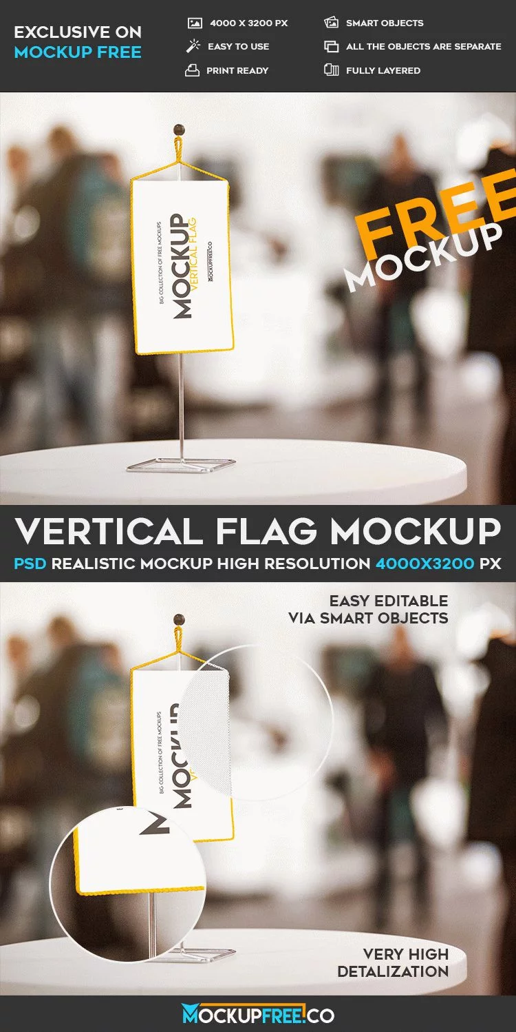 Vertical Flag – Free PSD Mockup