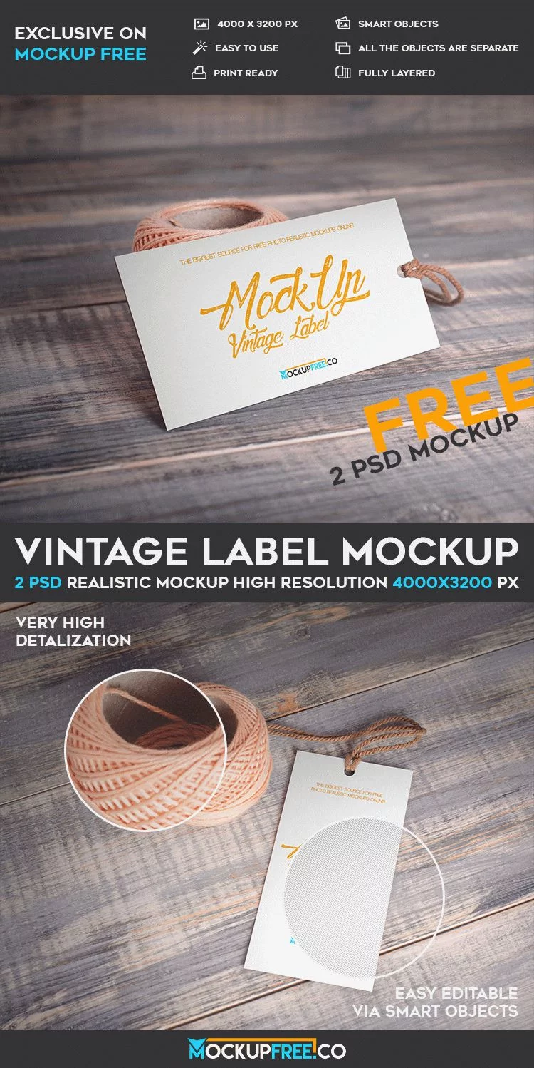 Vintage Label – 2 Free PSD Mockups