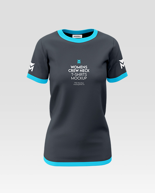 Women's Crew Neck T-Shirt Mockup Template PSD Set