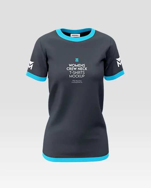 Women’s Crew Neck T-Shirt PSD Mockup Set