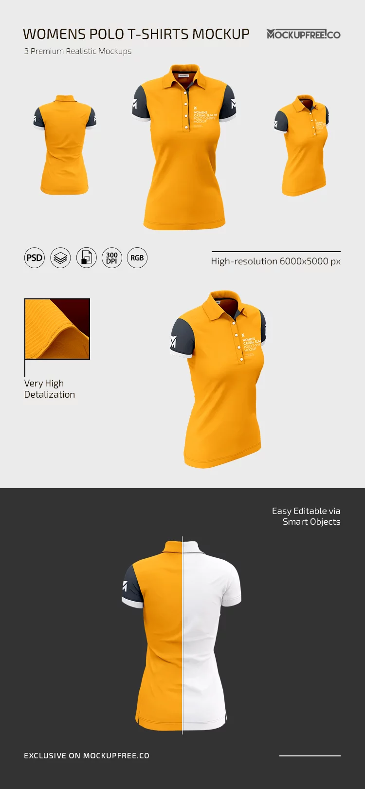 Women’s Polo T-Shirt PSD Mockup Set