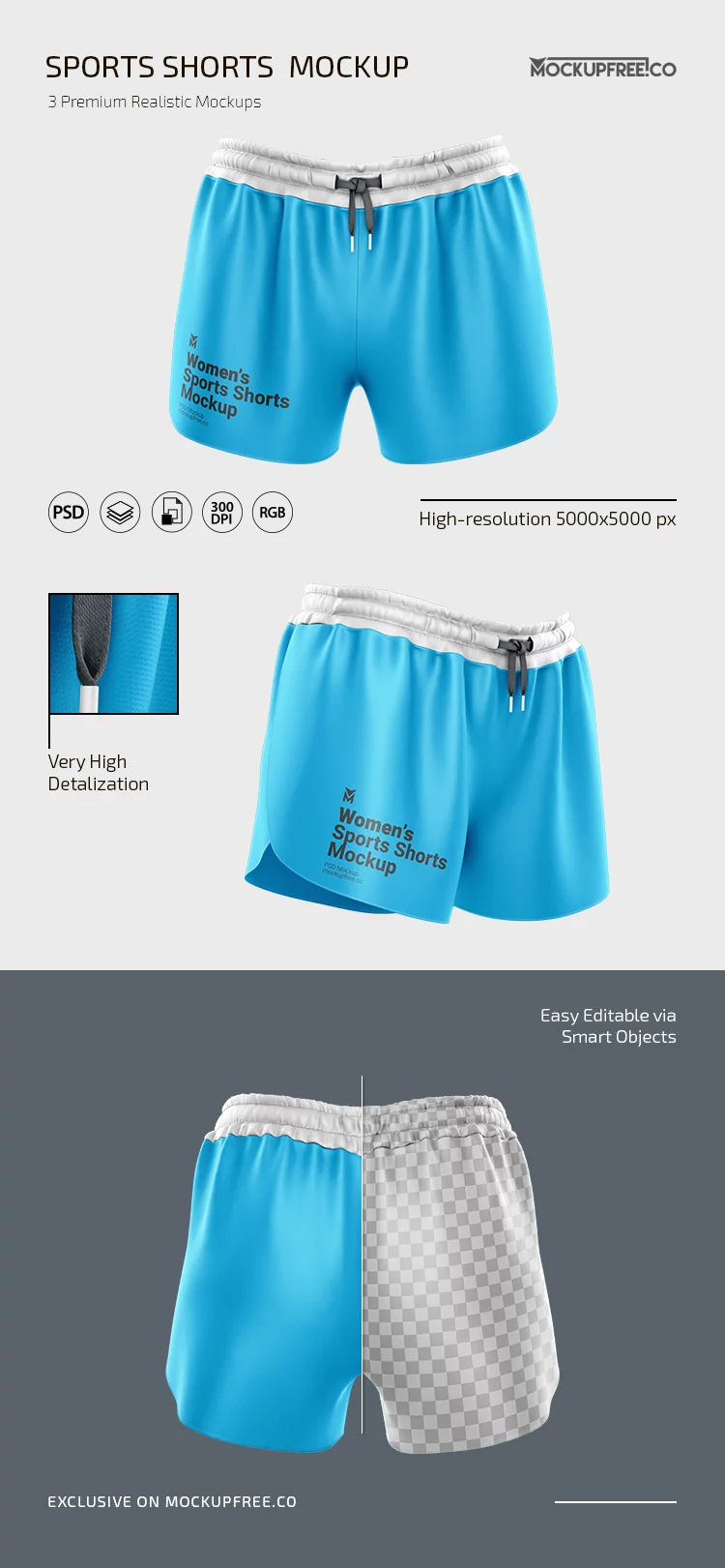 Women’s Sports Shorts PSD Mockup