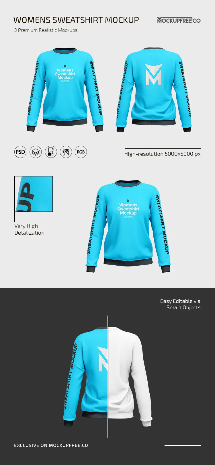 Women s Sweatshirt Mockup for Photoshop PSD