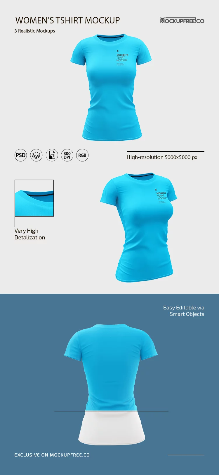 Women's T-Shirt Mockup Template Set in PSD Format