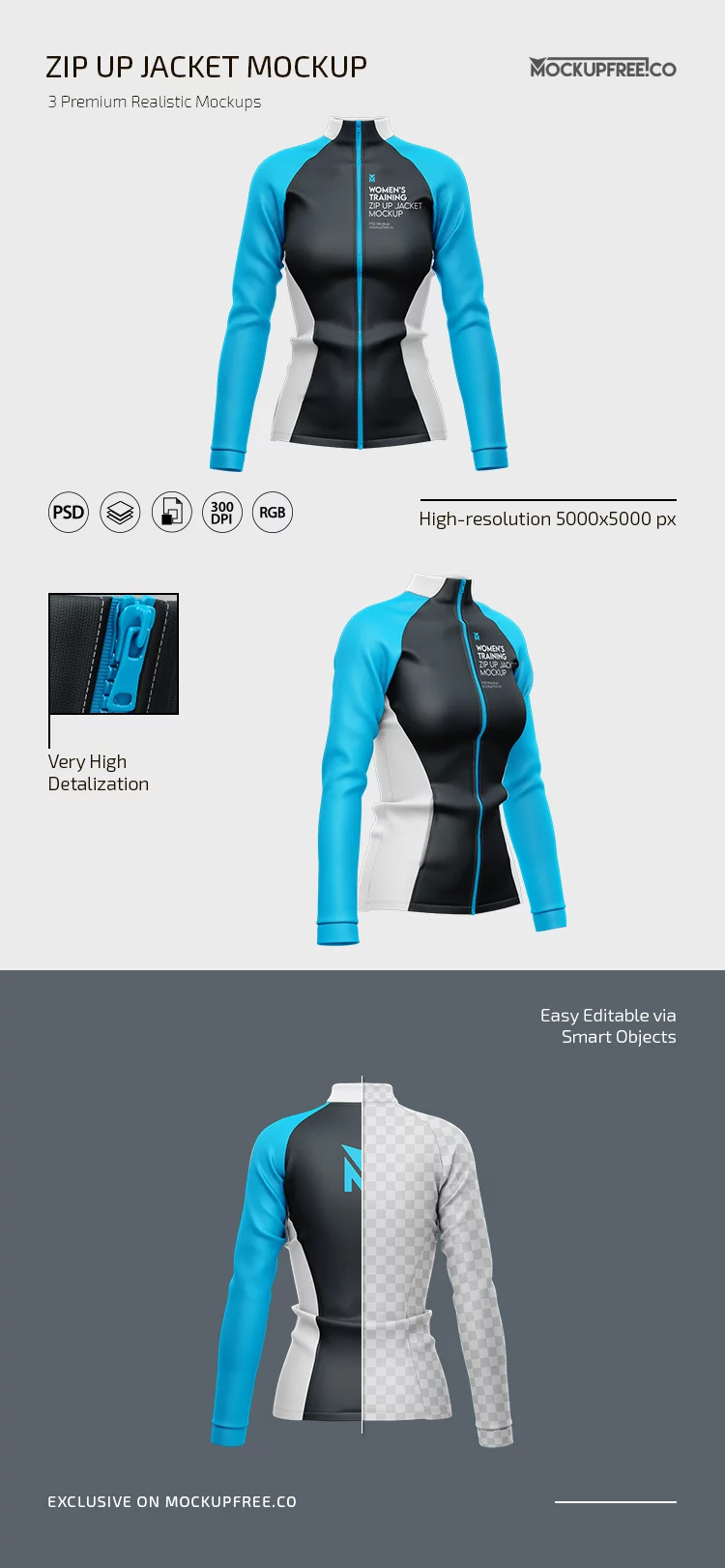 Women’s Training Zip Up Jacket PSD Mockup