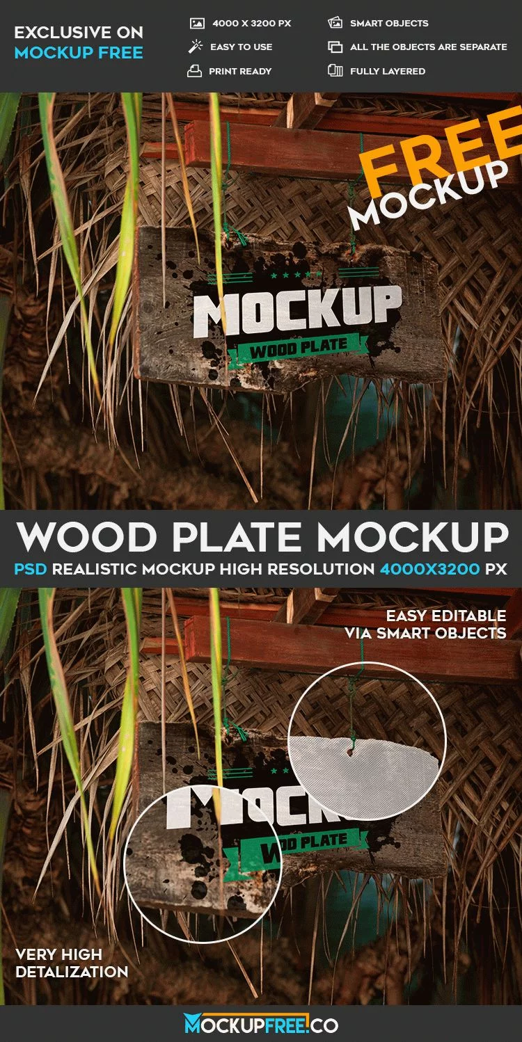 Wood Plate – Free PSD Mockup
