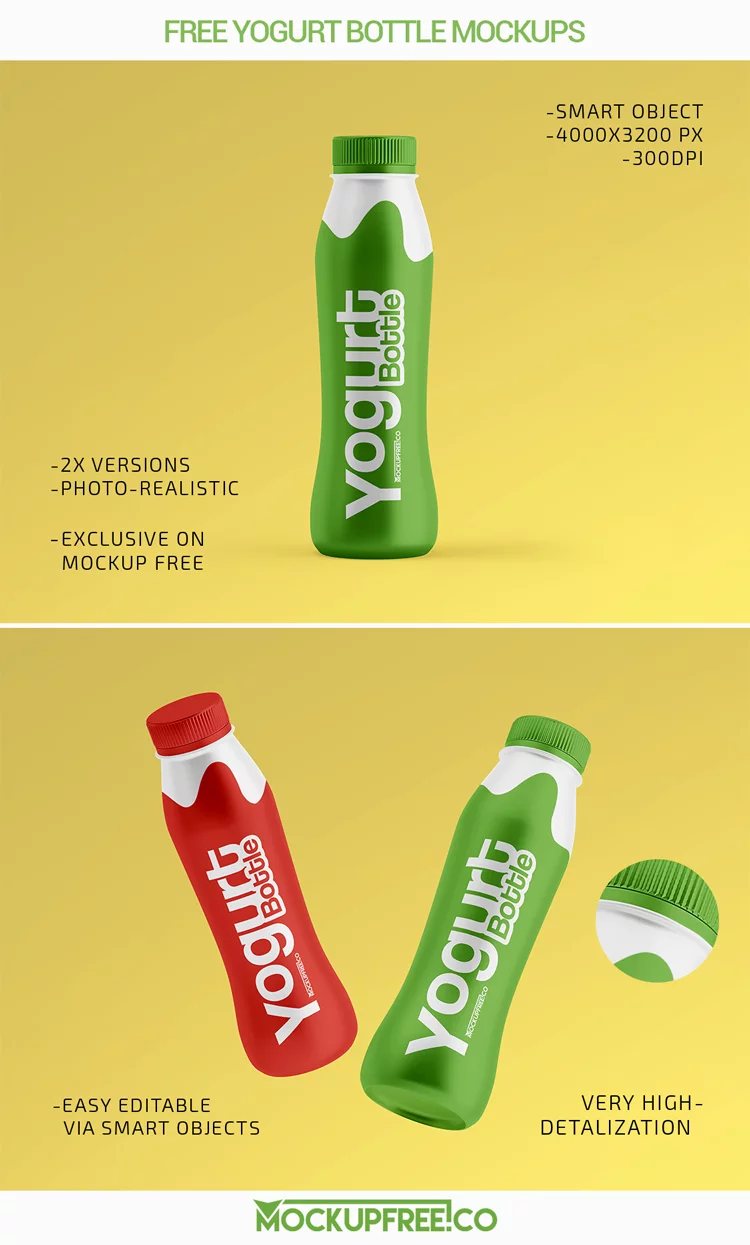 Yogurt Bottle – 2 Free PSD Mockups